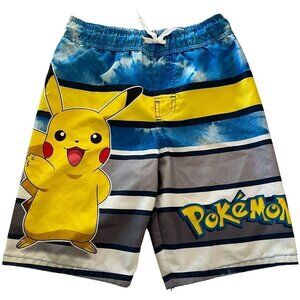 Pokemon Board Shorts Boys M Multicolor Swim‎ Trunks Pikachu Swimwear Beach